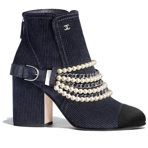 chanel black suede ankle boots|Chanel boots with pearl heel.